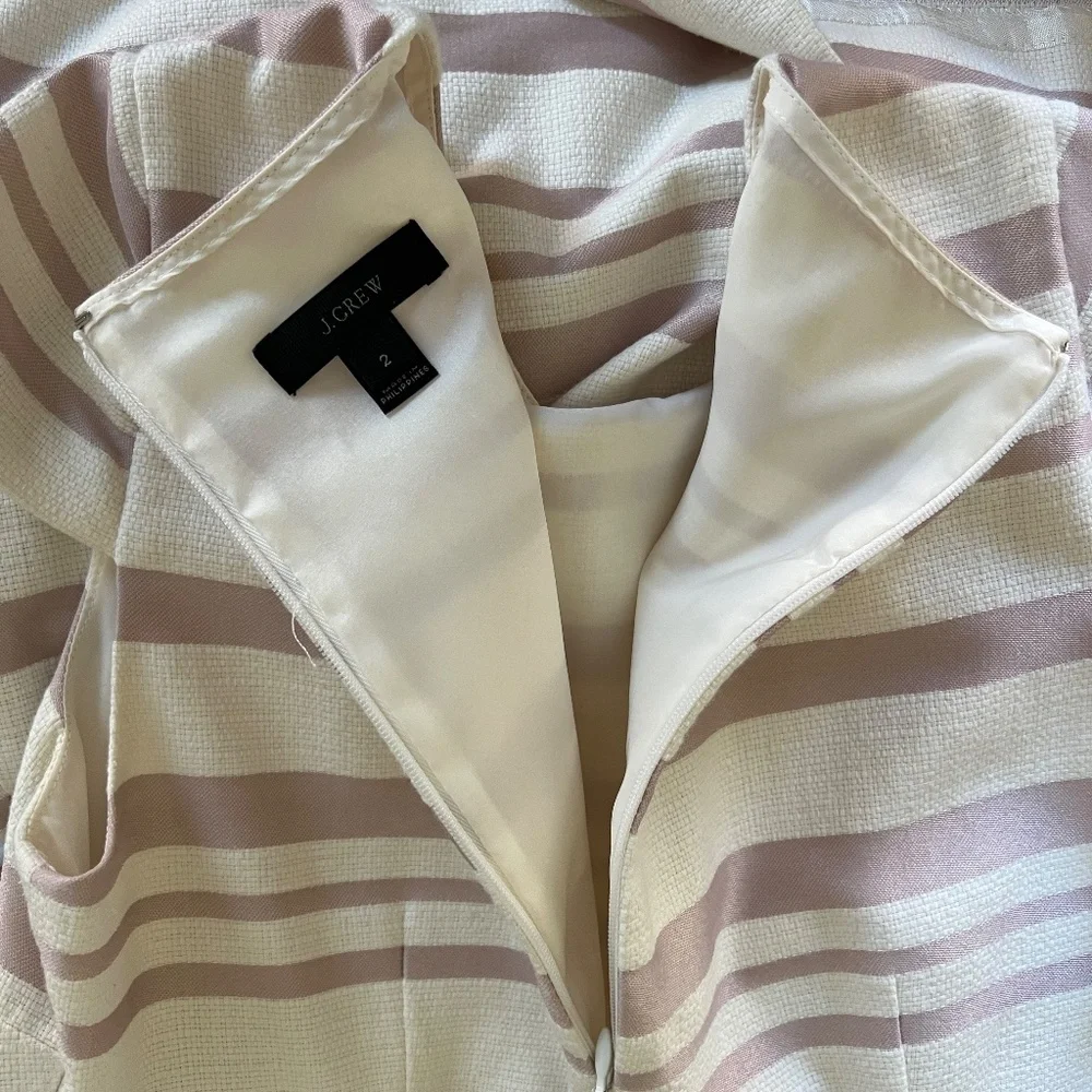 J. Crew Pink and White Striped Cap Sleeve Suiting Dress Size 2